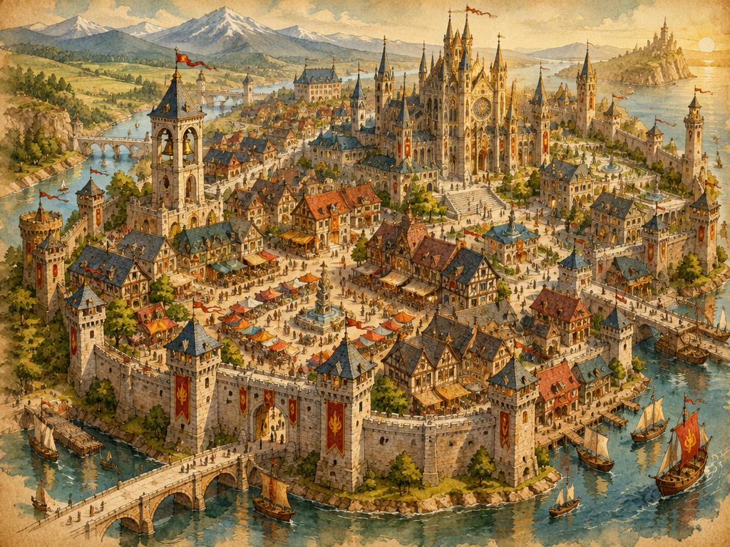 Illustrated map of Emberfall City